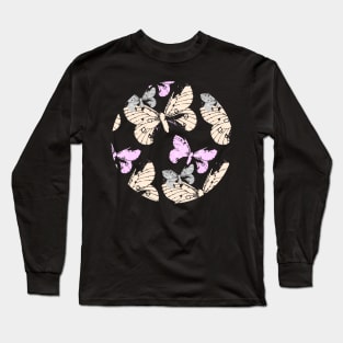 Butterflies on Coral Red Long Sleeve T-Shirt